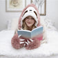 Cozy Cartoon Sloth Hooded TV Blanket with Gloves for Adults and Kids Soft and Warm Sherpa Fleece Throw - QMartCo