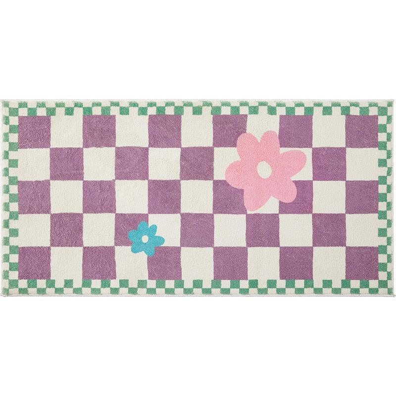 Flower Checker Rug - QMartCo