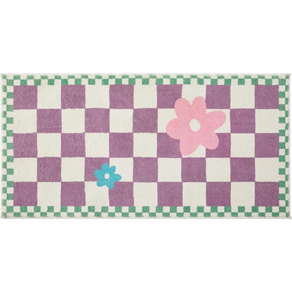Flower Checker Rug - QMartCo